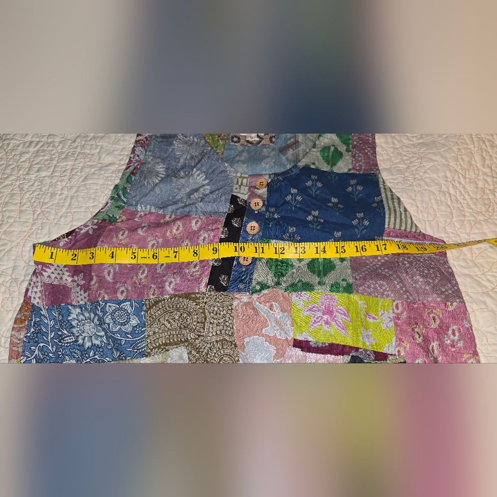 Women's Pol S Oversized Colorful Patchwork Jumpsuit Boho Cottagecore - Picture 5 of 6